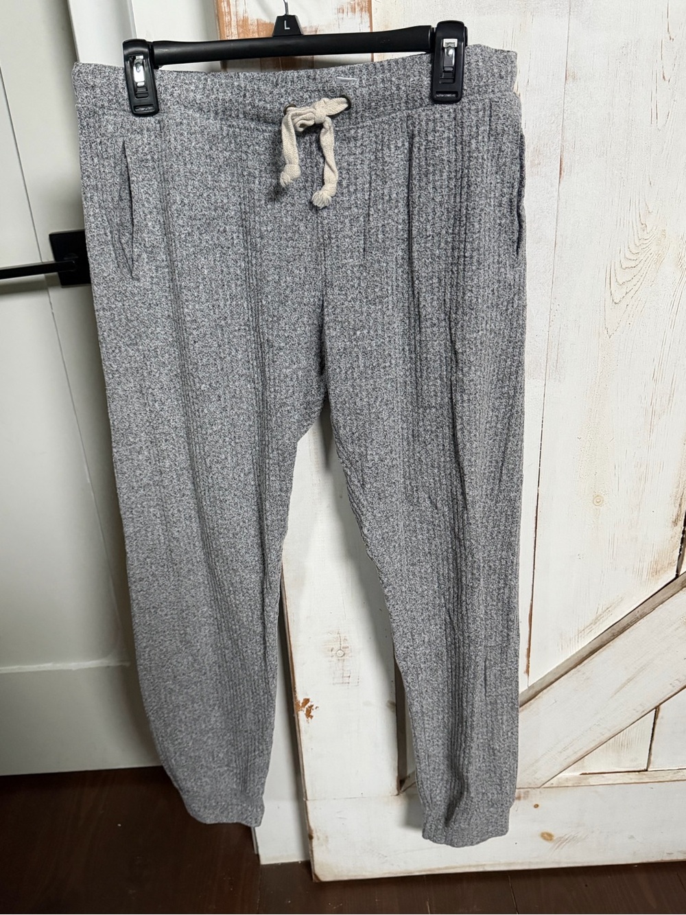 Anthropologie Grey Ribbed Drawstring Joggers